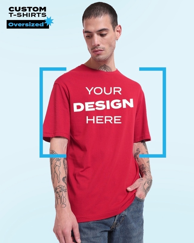 Shop Men's Red Customizable Oversized T-shirt-Front