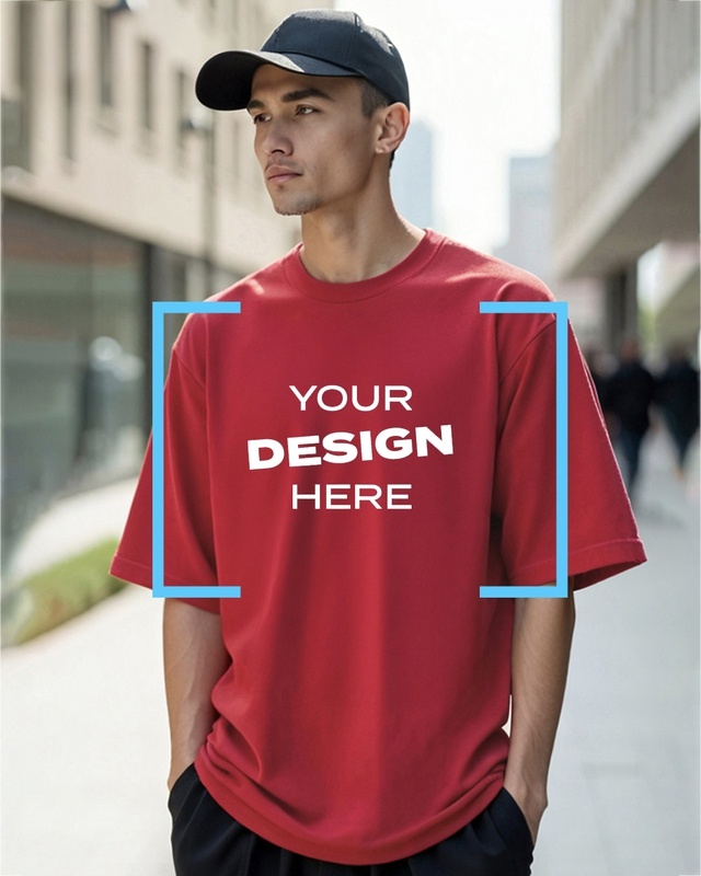 Shop Men's Red Customizable Oversized T-shirt-Front