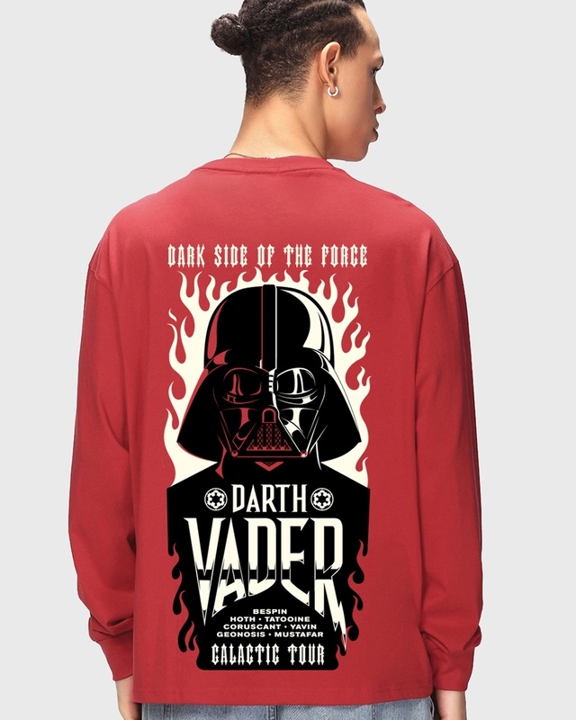 Shop Men's Red Darth Vader Graphic Printed Oversized T-shirt-Front