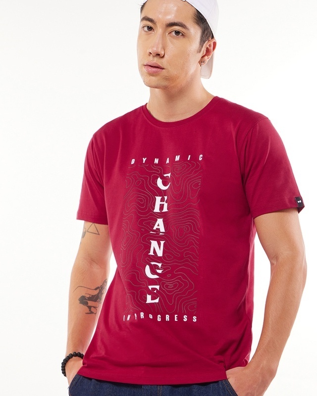 Shop Men's Red Dynamic Change Graphic Printed T-shirt-Front
