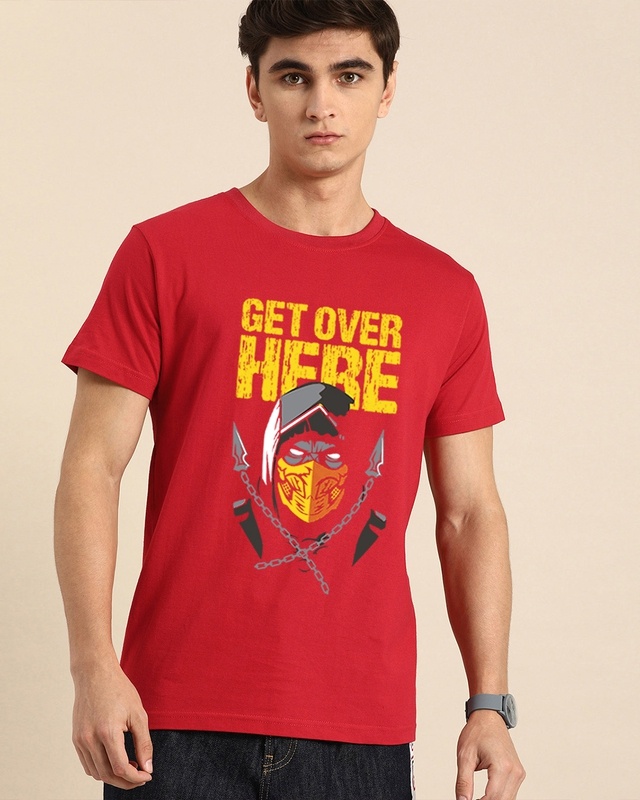 Shop Men's Red Get Over Here T-shirt-Front