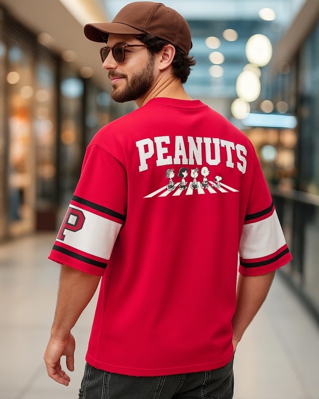 Men's Red Graphic Printed Oversized Sweatshirt