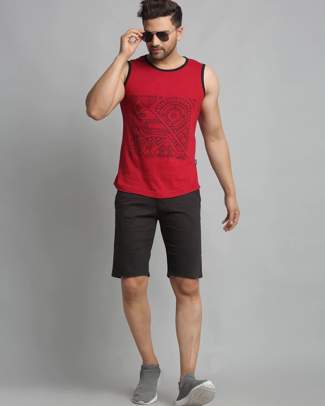 Shop Men's Red Graphic Printed T-shirt-Front