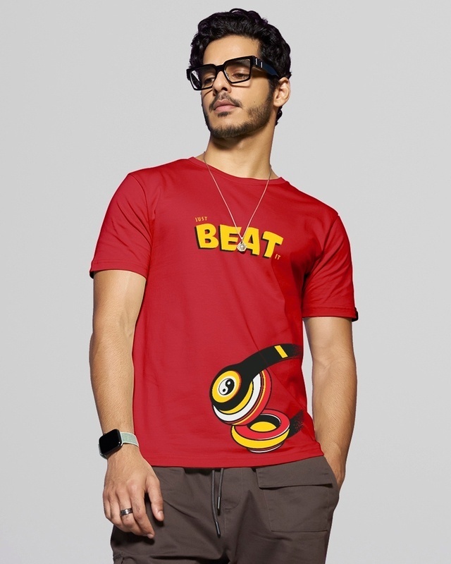 Shop Men's Red Headphone beats Graphic Printed T-shirt-Front