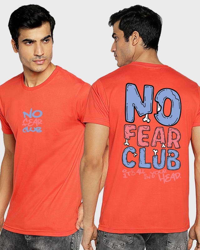 Shop Men's Red No Fear Club Typography T-shirt-Front
