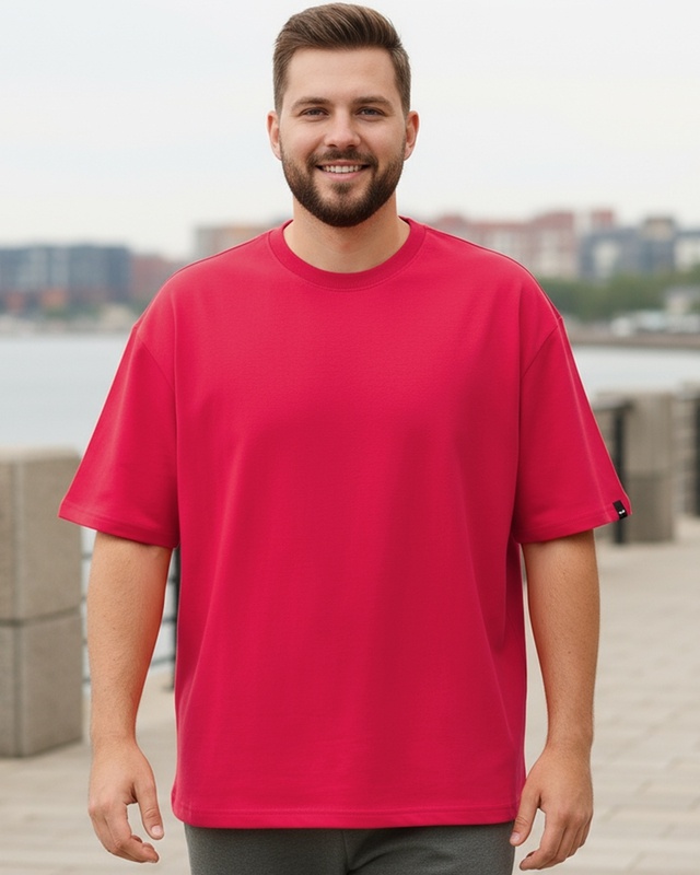 Shop Men's Red Oversized Plus Size T-shirt-Front