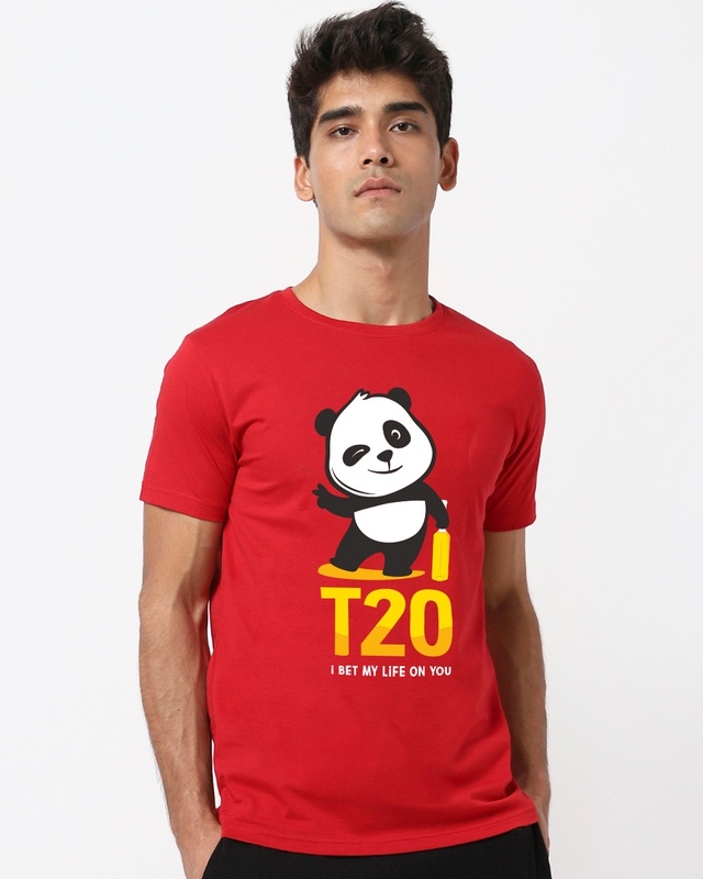 Shop Men's Red Panda T20 I Bet My Life Cricket T-shirt-Front
