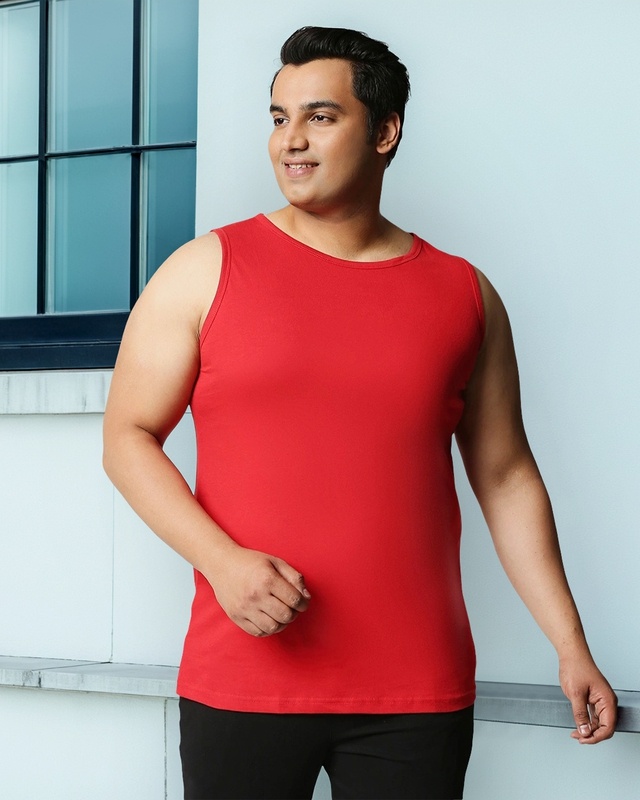 Shop Men's Red Plus Size Vest-Front