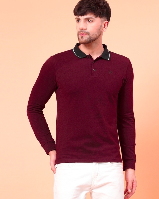 Shop Men's Red Polo T-shirt-Front