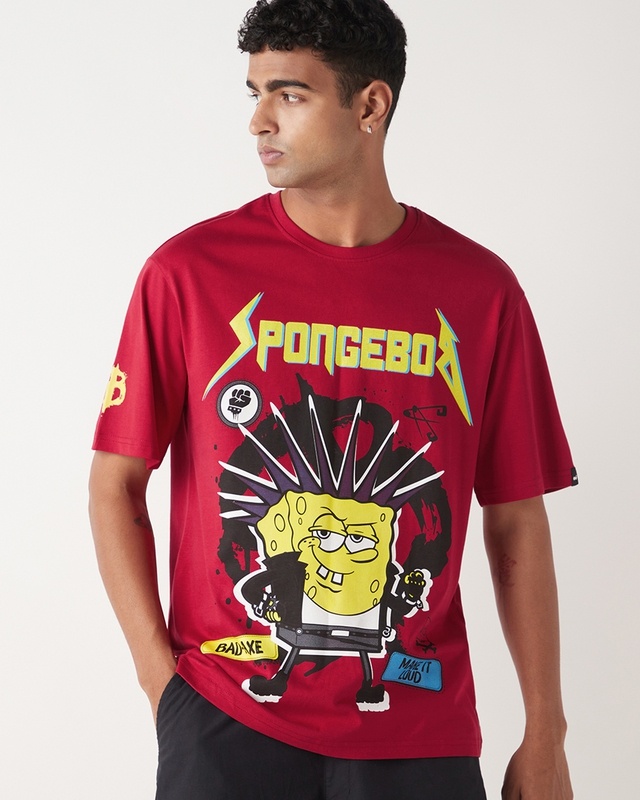 Shop Men's Red Badaxe Graphic Printed Oversized T-shirt-Front