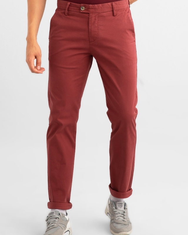 Shop Men's Red Slim Fit Chinos-Front