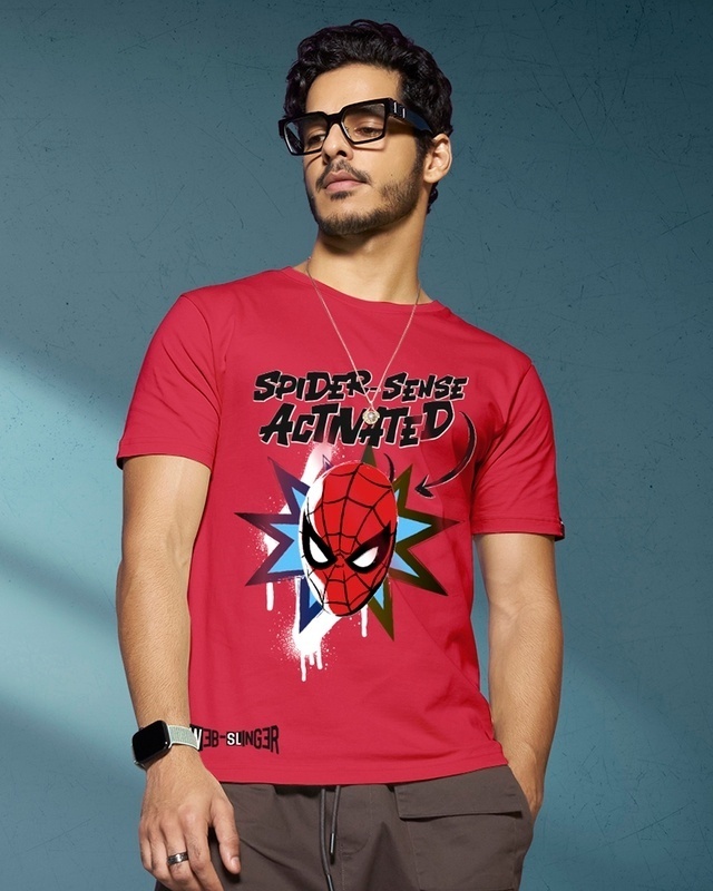 Shop Men's Red Spidey Sense Graphic Printed T-shirt-Front