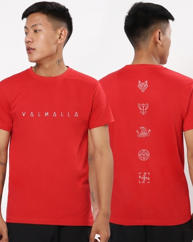 Shop Men's Red Valhalla Graphic Printed T-shirt-Front