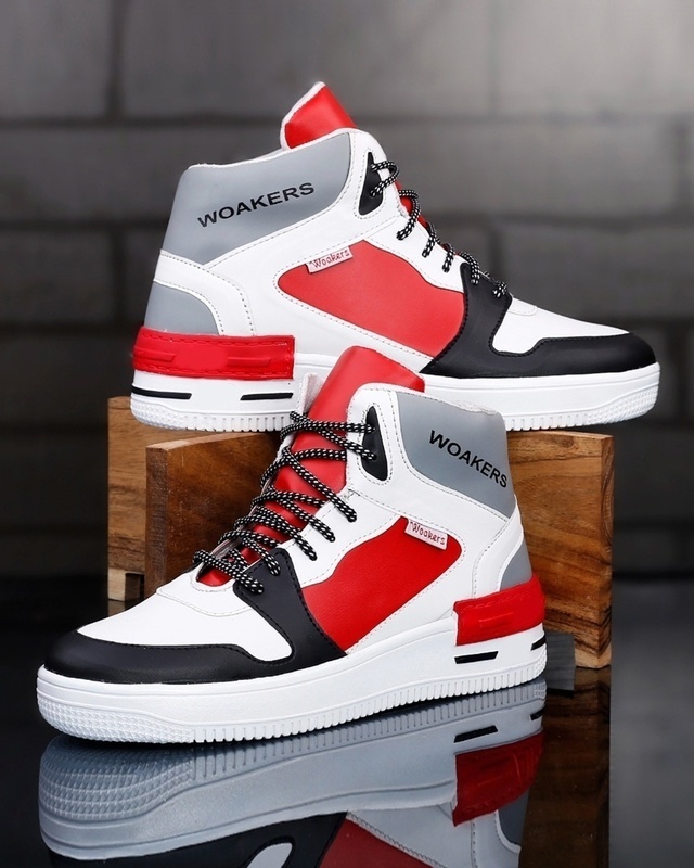 Shop Men's Red & White Color Block Casual Shoes-Front