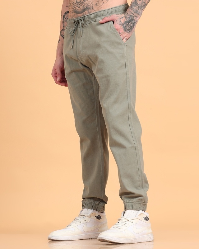 Shop Men's Sage Green Jogger Pants-Front