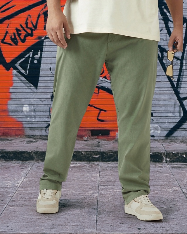 Shop Men's Sage Green Plus Size Pants-Front