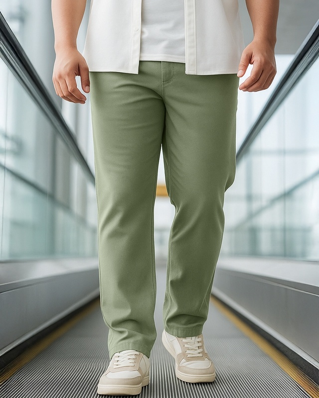 Shop Men's Sage Green Plus Size Pants-Front