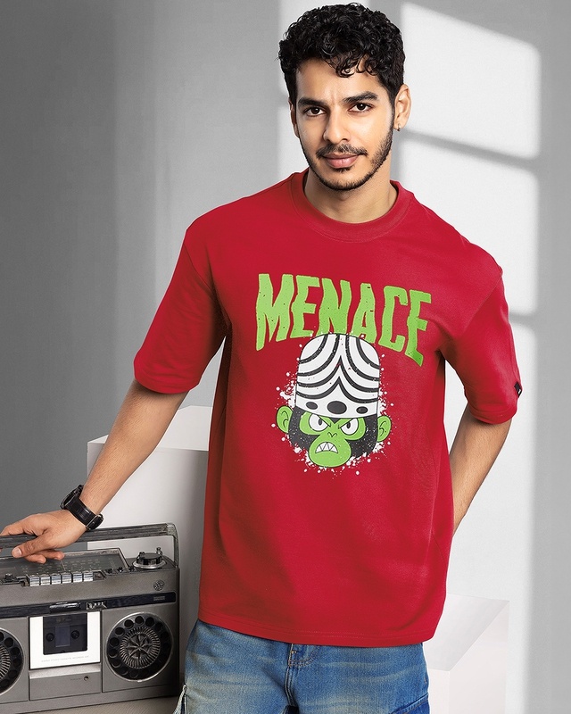 Shop Men's Salsa Red Menace Graphic Printed Oversized T-shirt-Front