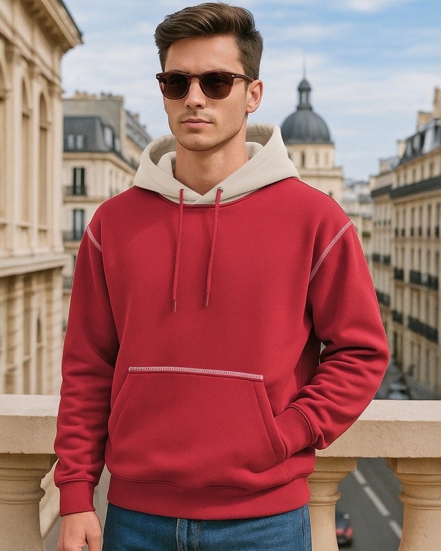 Shop Men's Salsa Red Oversized Hoodies-Front