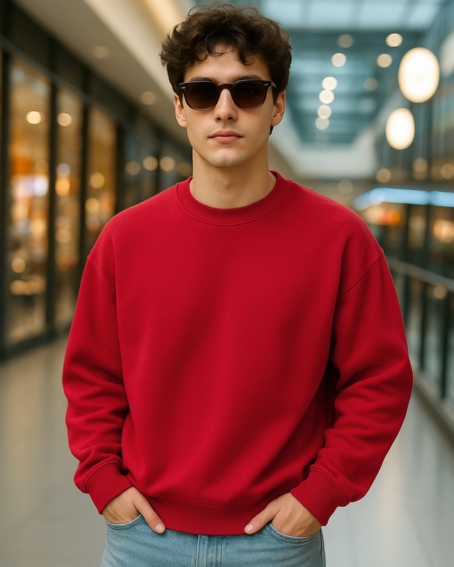 Shop Men's Salsa Red Oversized Sweatshirt-Front