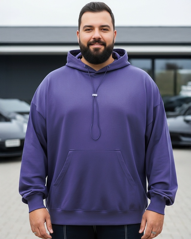 Shop Men's Skipper Blue Oversized Plus Size Hoodies-Front