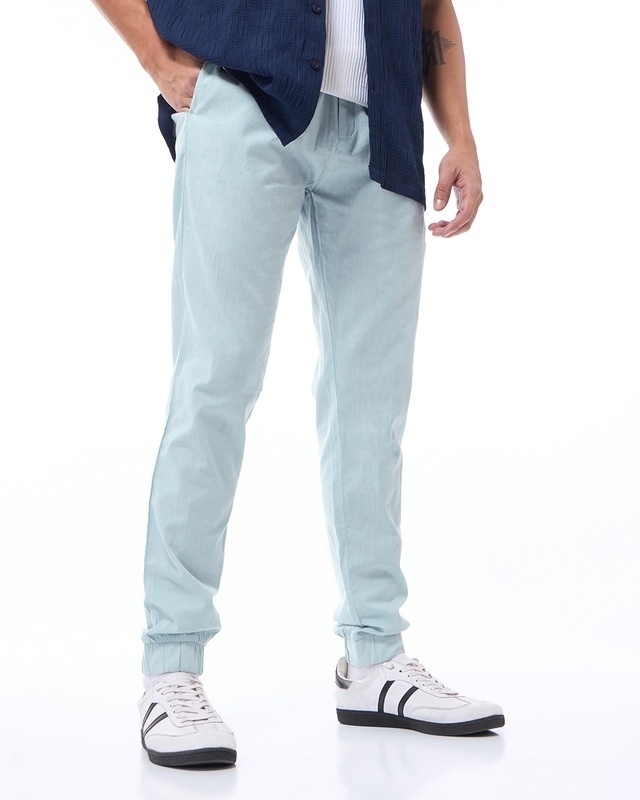 Shop Men's Sky Blue Joggers-Front