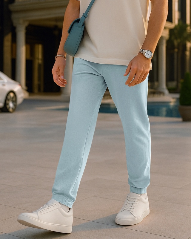 Shop Men's Sky Blue Joggers-Front