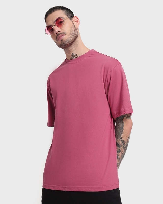 Shop Men's Slate Rose Oversized T-shirt-Front