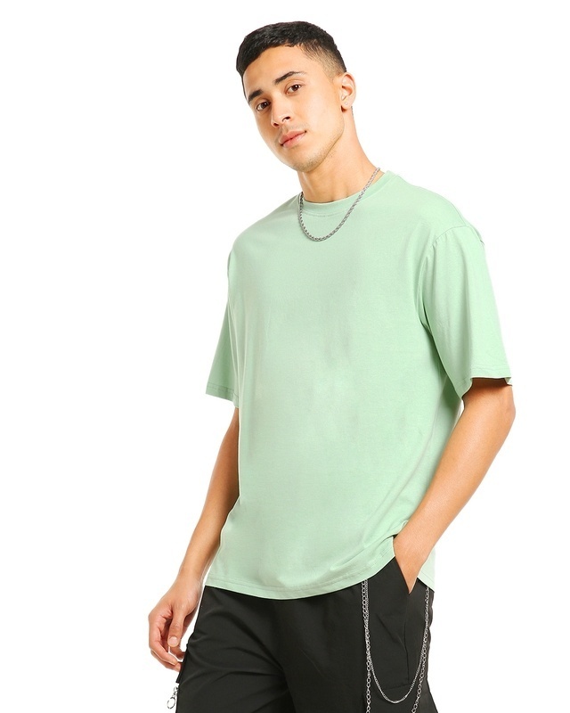Shop Men's Smoke Green Oversized T-shirt-Front