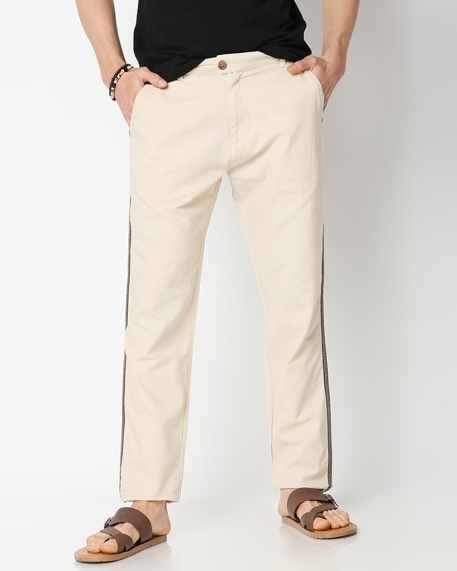 Shop Men's Solid Side Tape Indo Fusion Pants-Front