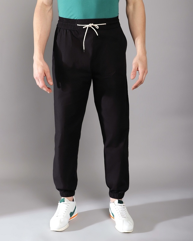 Men's Space Black Loose Comfort Fit Jogger Pants