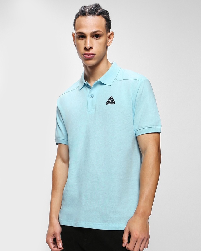 Shop Men's Blue Polo T-shirt-Front