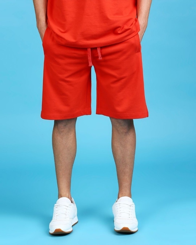 Shop Men's Stubborn Orange Jogger Shorts-Front