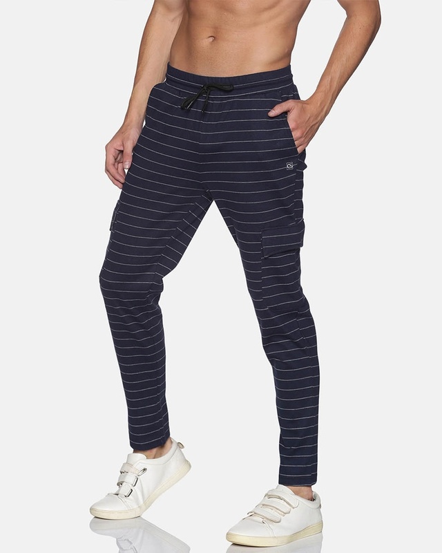 Shop Men's Stylish Striped Evening Trackpant-Front