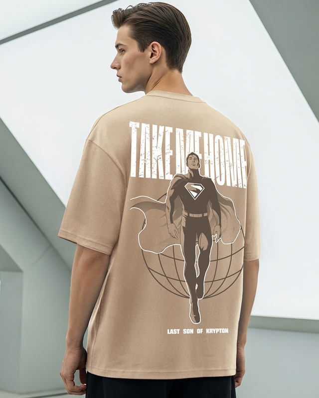 Shop Men's Taupe Brown Take Home Graphic Printed Oversized T-shirt-Front