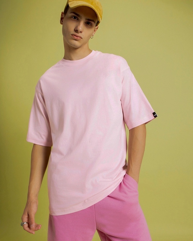 Shop Men's Pink Oversized T-shirt-Front
