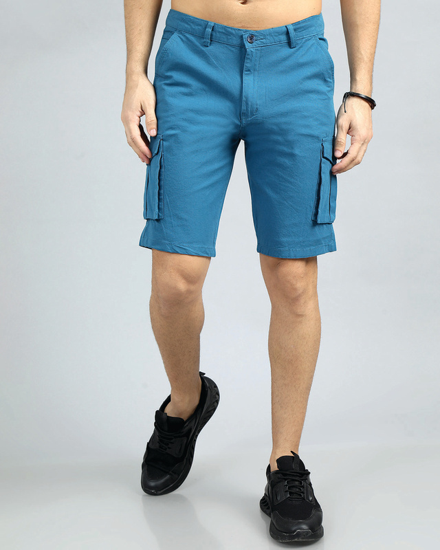 Shop Men's Turkish Blue Cargo Shorts-Front