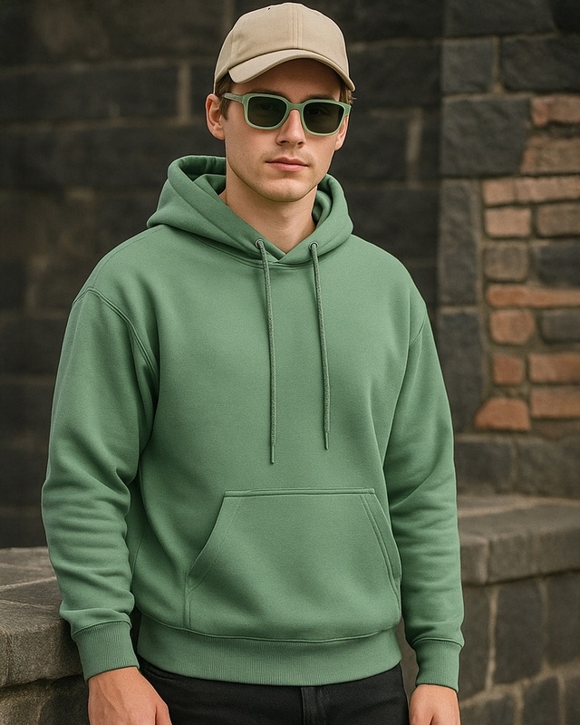 Shop Men's Green Oversized Hoodies-Front