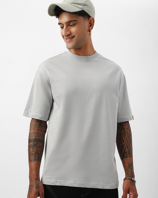 Shop Men's Vapour Blue Oversized T-shirt-Front