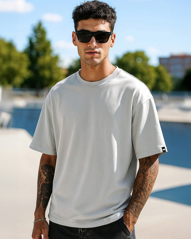 Shop Men's Vapour Blue Oversized T-shirt-Front