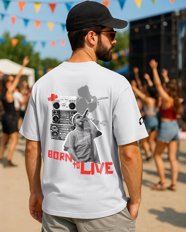 Shop Men's Vapour Blue Rap It Up Graphic Printed Oversized T-shirt-Front