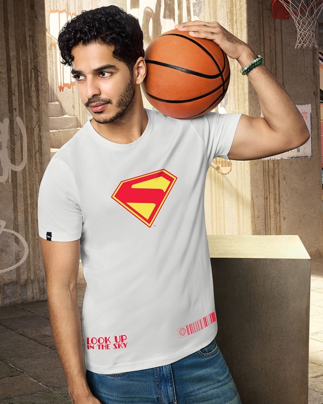 Shop Men's Vapour Blue Superman Logo Graphic Printed T-shirt-Front