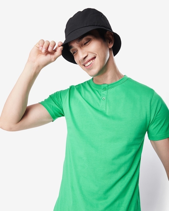 Shop Men's Varsity Green Henley Plus Size T-shirt-Front