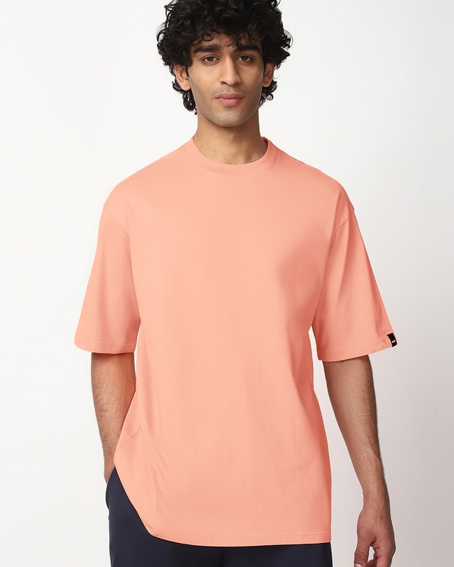 Shop Men's Vermillion Orange Oversized T-shirt-Front