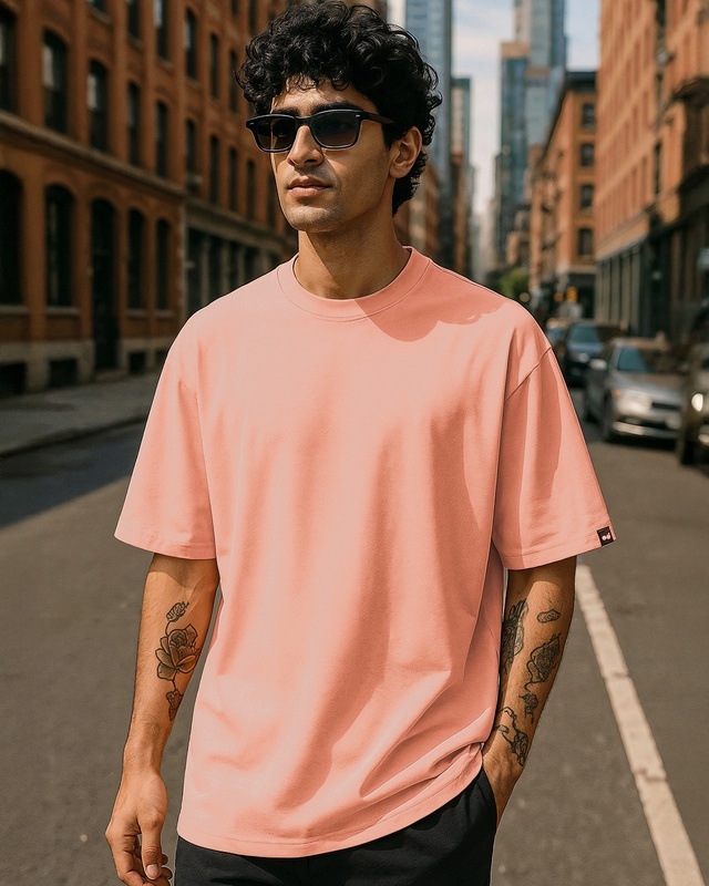 Shop Men's Vermillion Orange Oversized T-shirt-Front