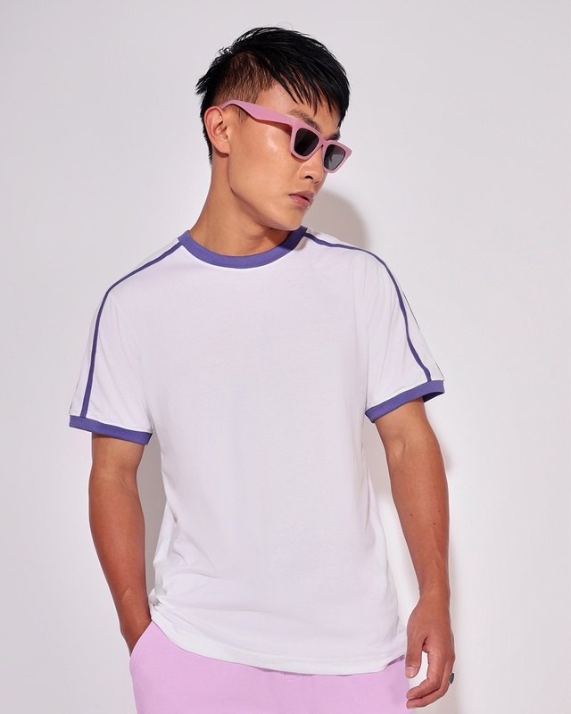 Shop Men's White Contrast T-shirt-Front