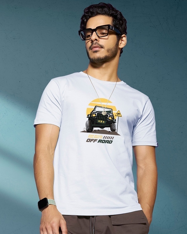 Shop Men's White 4x4 Off Road Graphic Printed T-shirt-Front