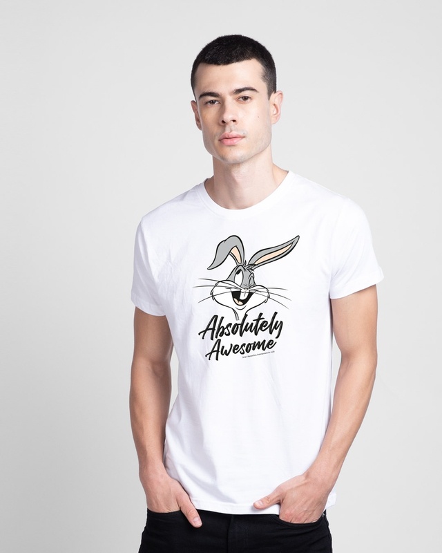 Shop Men's White Absolutely Awesome Bunny (LTL) Graphic Printed T-shirt-Front
