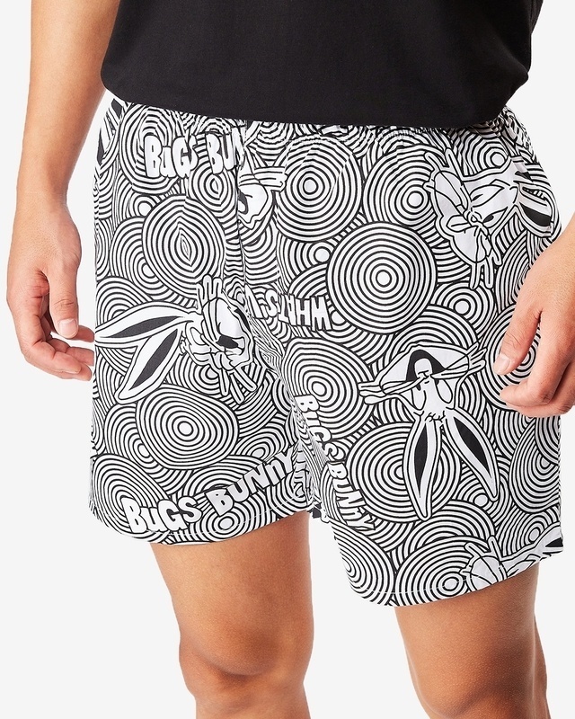 Shop Men's White All Over Bugs Bunny Circles Printed Boxers-Front