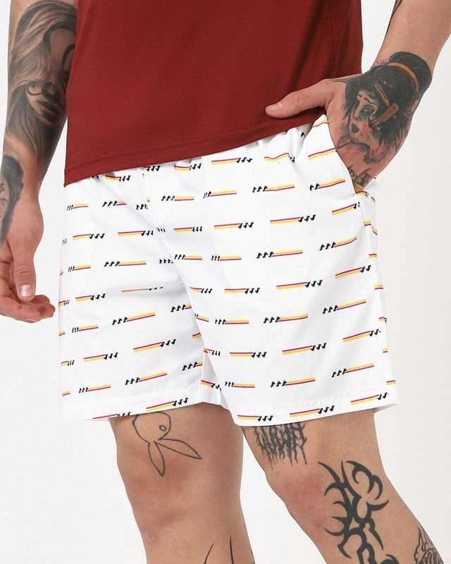 Shop Men's White All Over Printed Boxers-Front